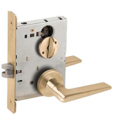 Schlage Grade 1 Bed Bathroom Privacy Mortise Lock, 05 Lever, A Rose, Satin Brass Finish, Field Reversible L9040 05A 606